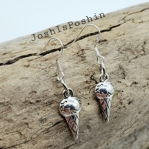 Silver 925 handmade ice cream cone earrings